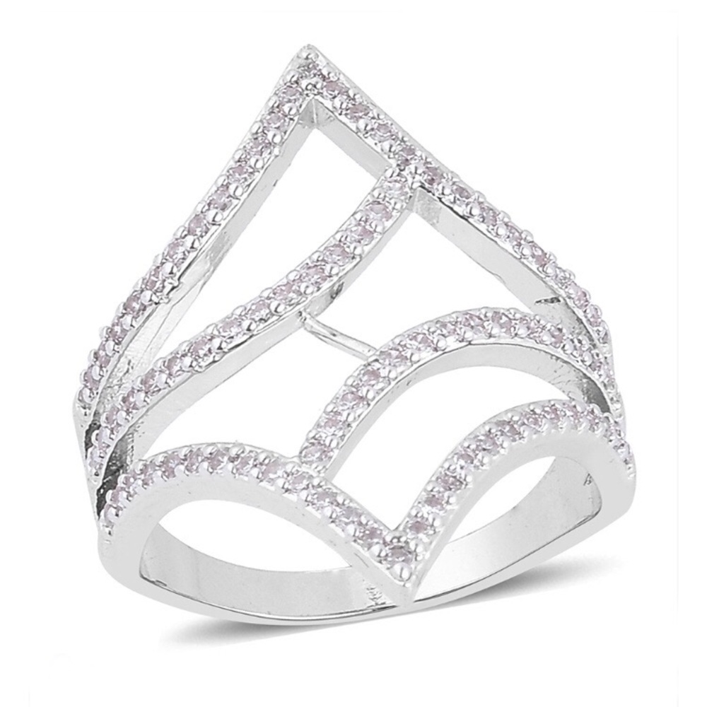 Size 8 Silvertone Ring Cubic Zircon